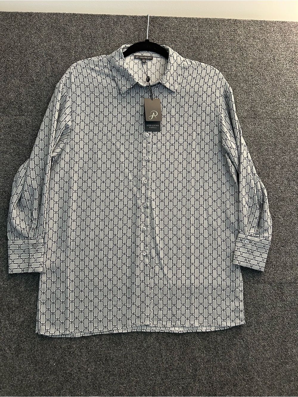 NWT Adrianna Papell Light Blue Geometric Print Blouse